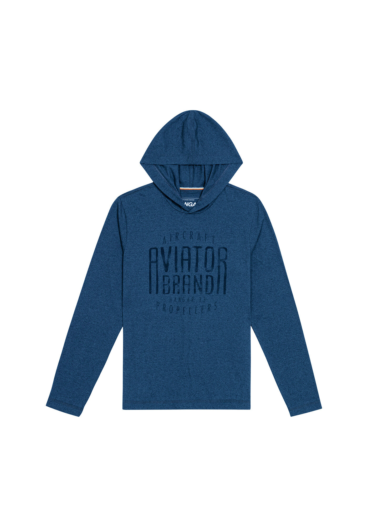 Camiseta Manga Longa Capuz Estampada, AZUL SPARK, large.