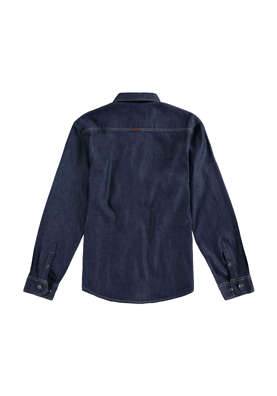 Camisa masculina Manga Longa, JEANS ESCURO. Camisa masculina Manga Longa, JEANS ESCURO, large.