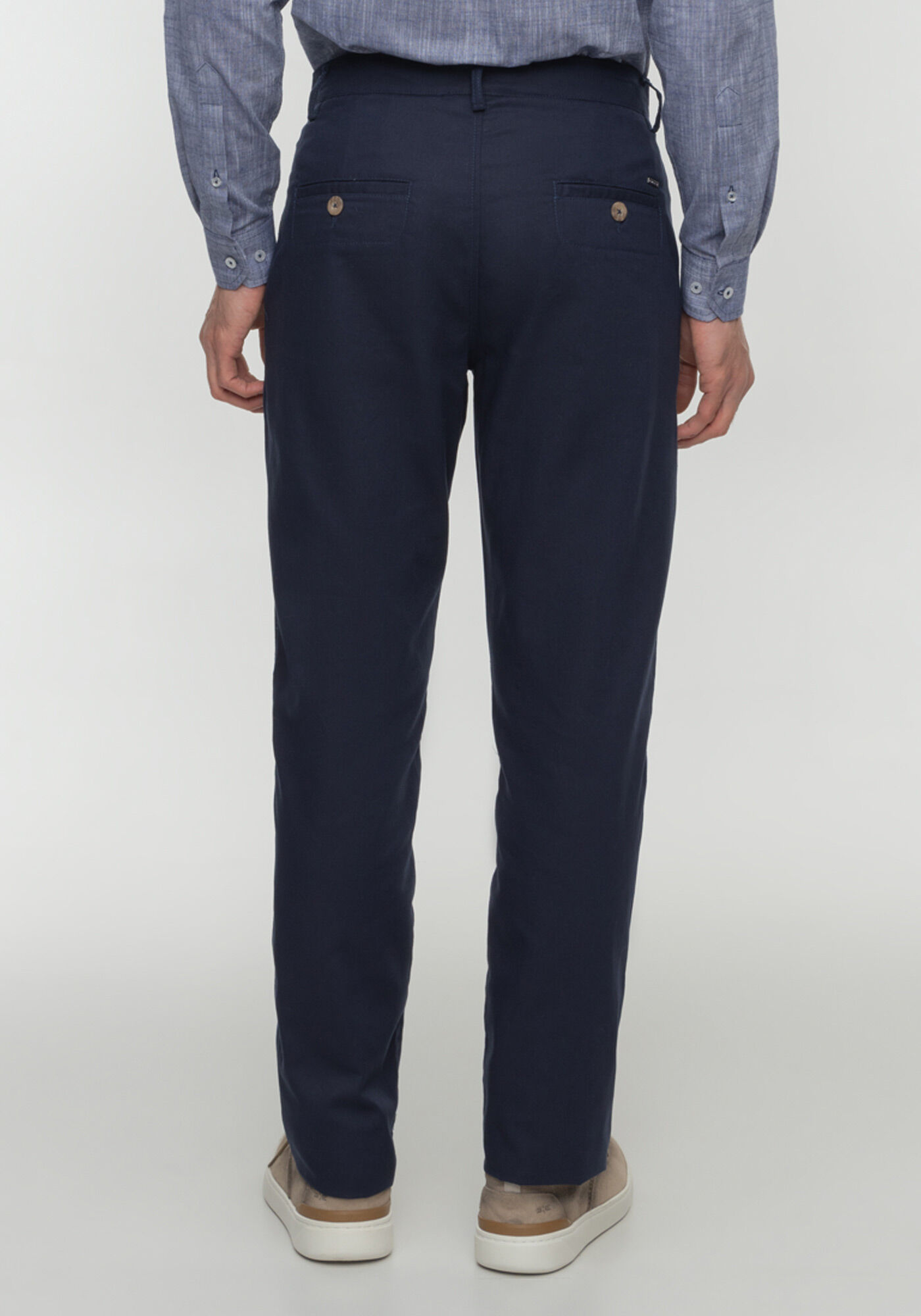 Cal&ccedil;a Com Bolsos Em Tecido Plano Com Linho, MARINHO IMPERIO, large.