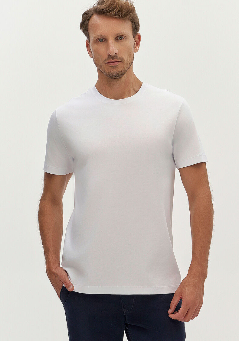 Camiseta Masculina em Malha Gold com Gola Redonda, BRANCO, large.