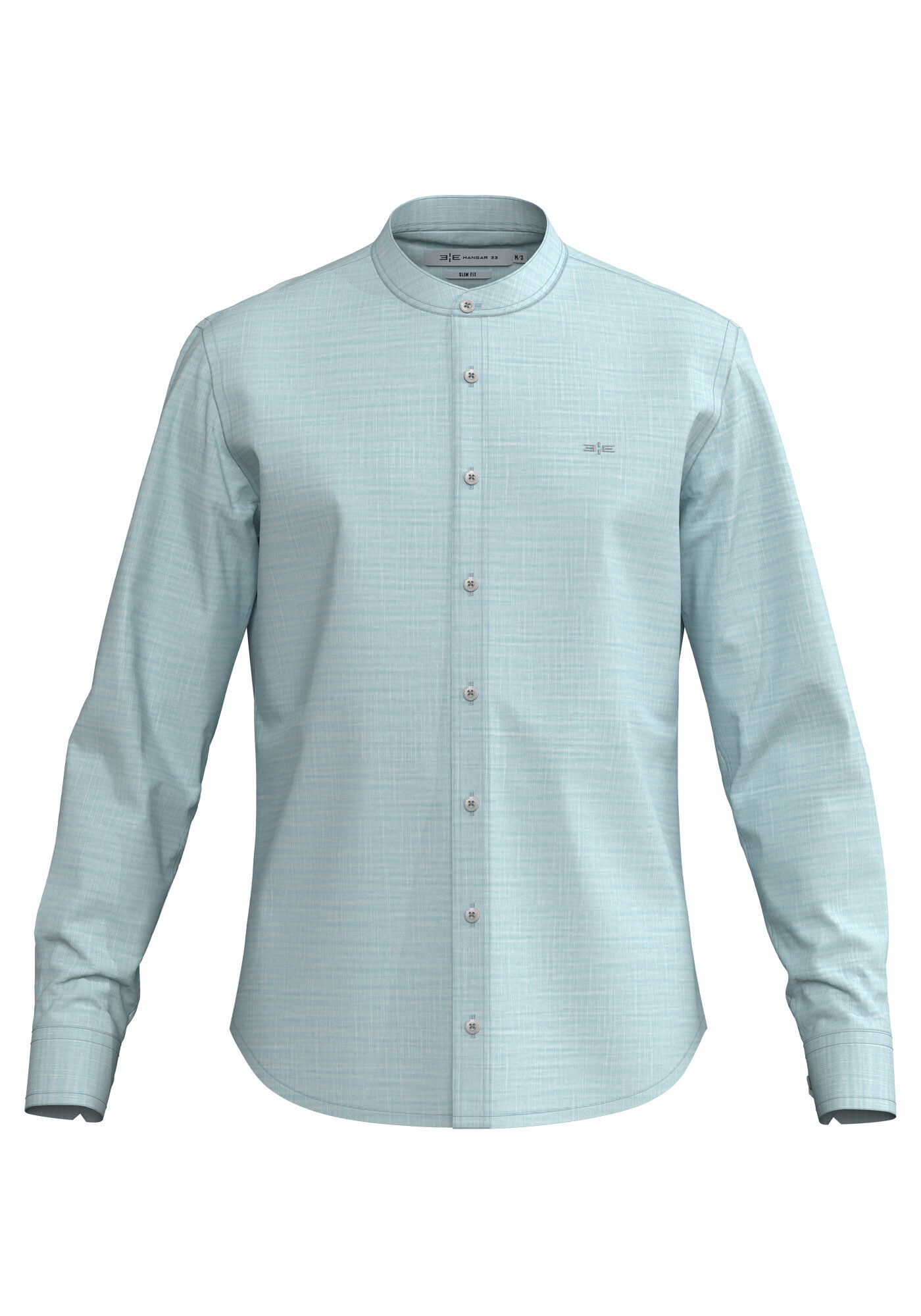Camisa Slim Fit Com Gola Padre E Mangas Longas, AZUL BORA BORA, large.