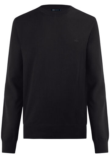 Blusão Básico Em Tricô Com Mangas Longas E Gola Redonda, PRETO REATIVO. Blusão Básico Em Tricô Com Mangas Longas E Gola Redonda, PRETO REATIVO, large.