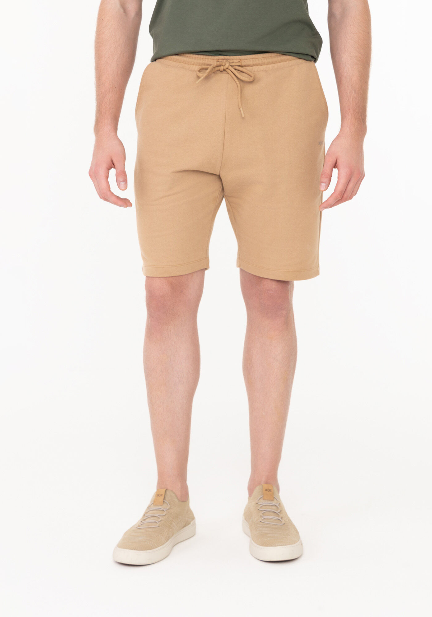 Bermuda De Moletom Sem Felpa Com Cadar&ccedil;o E Bolsos, BEGE MACCHIATO, large.