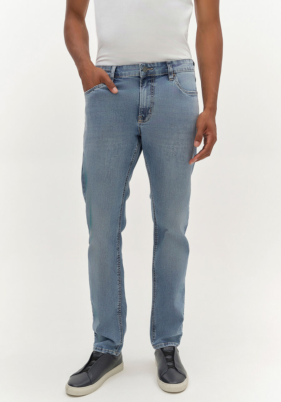 Calça Jeans Masculina Slim Marmorizada, JEANS. Calça Jeans Masculina Slim Marmorizada, JEANS, large.