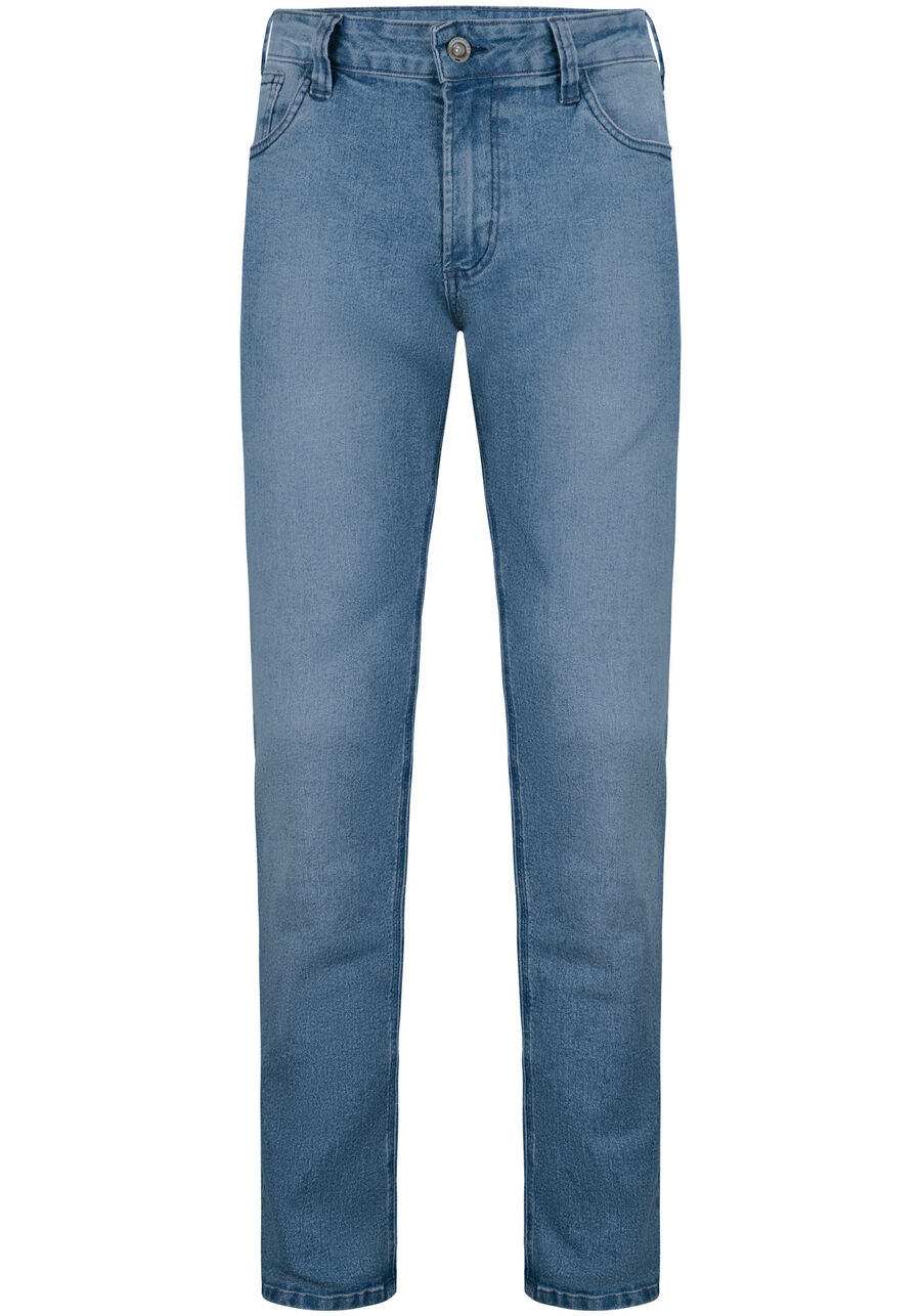 Calça Jeans Reta Radial Com Bolsos Funcionais E Elastano, JEANS. Calça Jeans Reta Radial Com Bolsos Funcionais E Elastano, JEANS, large.