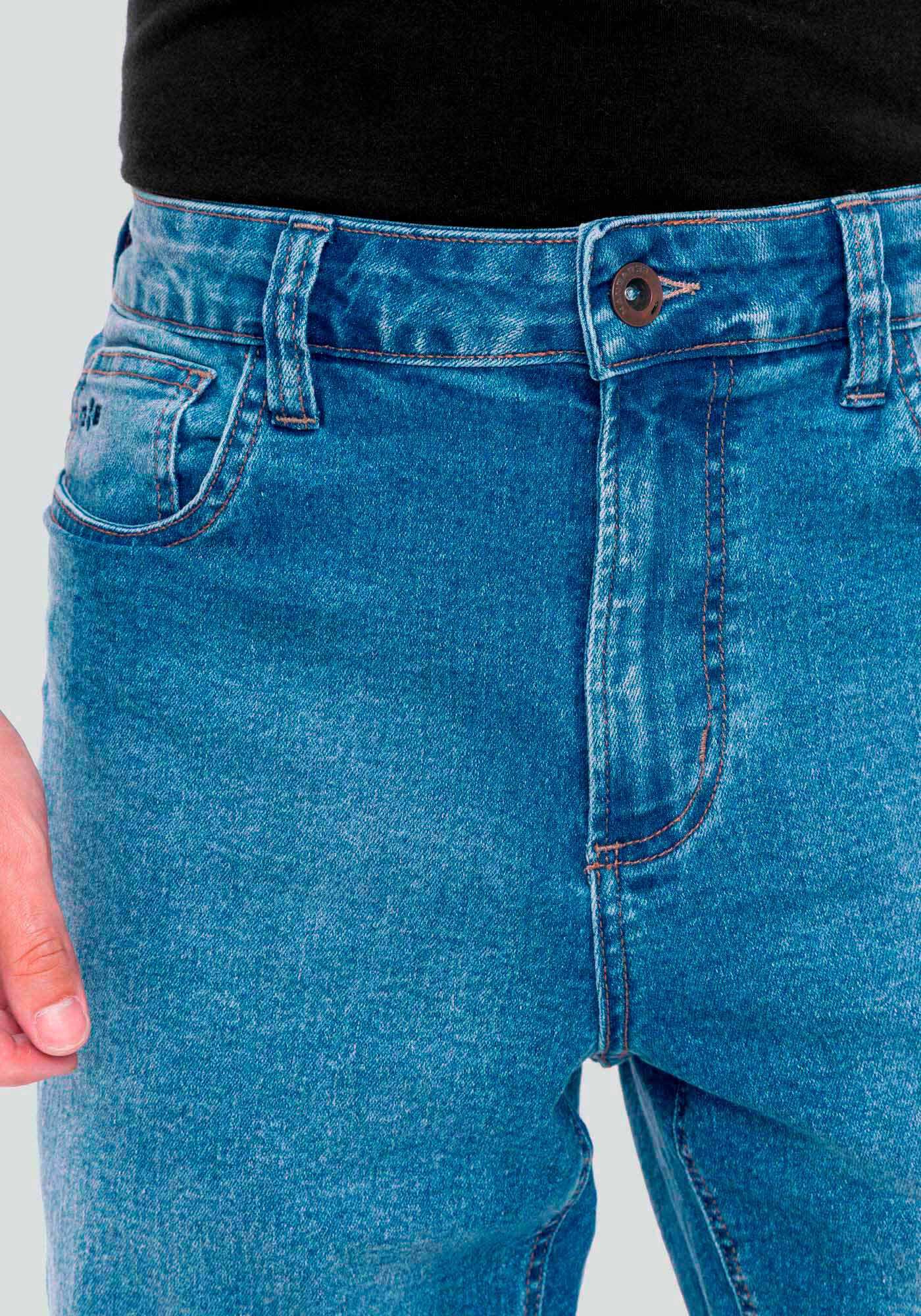 Bermuda Jeans Masculina Reta com Elasticidade, JEANS, large.