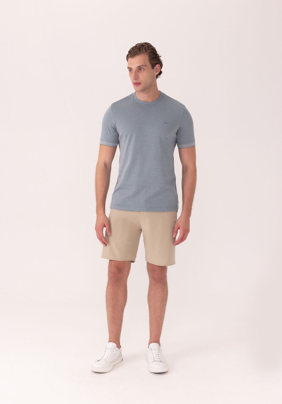 Camiseta De Mangas Curtas Com Retilínea Em Malha Piquet, AZUL COPEN. Camiseta De Mangas Curtas Com Retilínea Em Malha Piquet, AZUL COPEN, large.