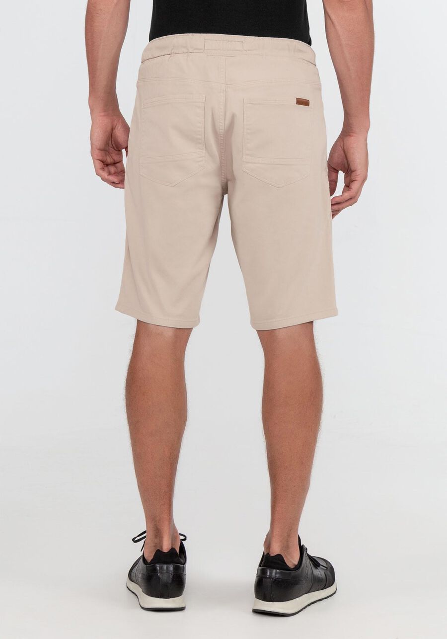 Bermuda Jogging Com Bolsos Em Sarja Denim Malha, NATURAL. Bermuda Jogging Com Bolsos Em Sarja Denim Malha, NATURAL, large.
