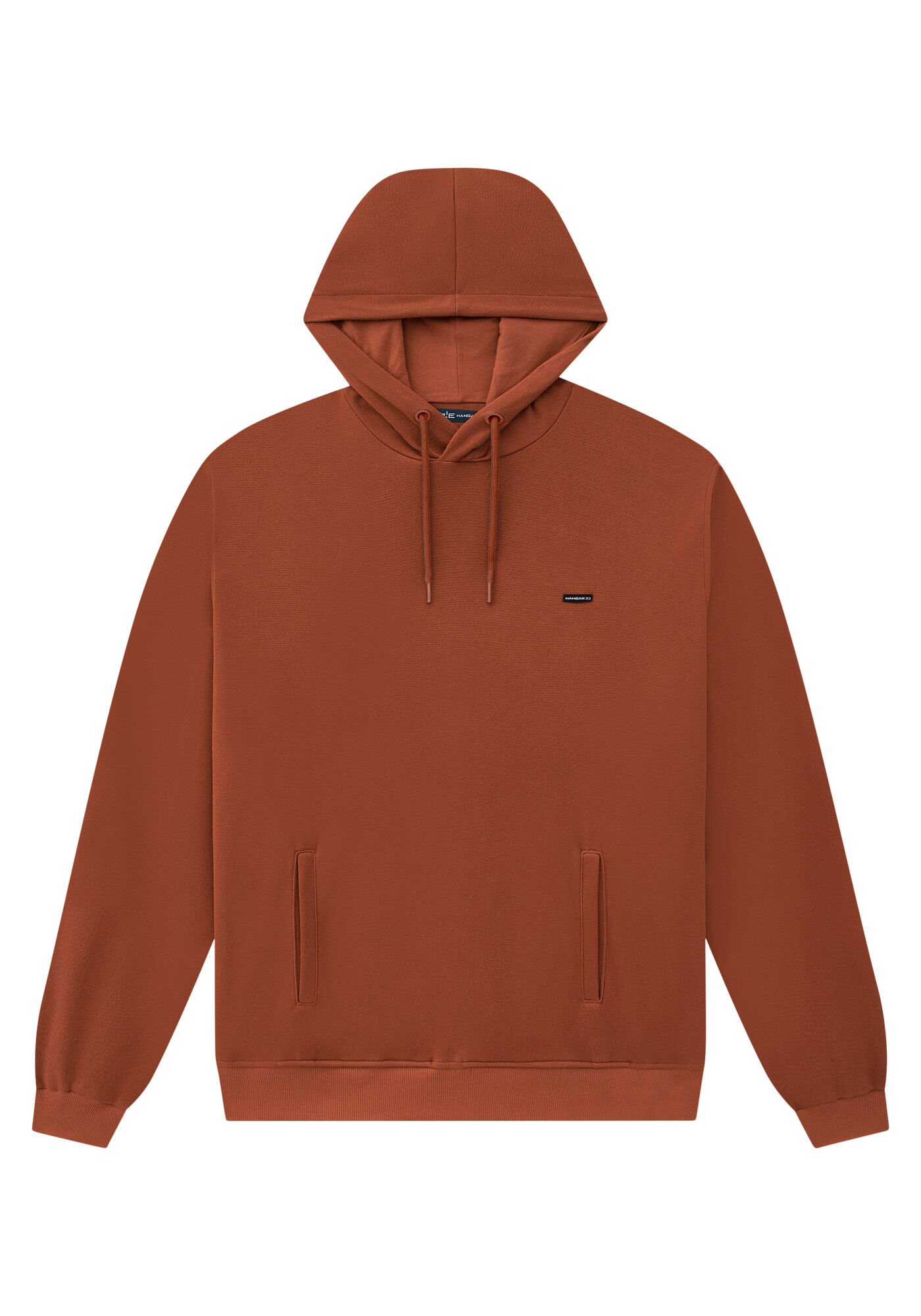 Blus&atilde;o Masculino Big & Tall em Moletom com Bolsos, LARANJA FERRUGEM, large.