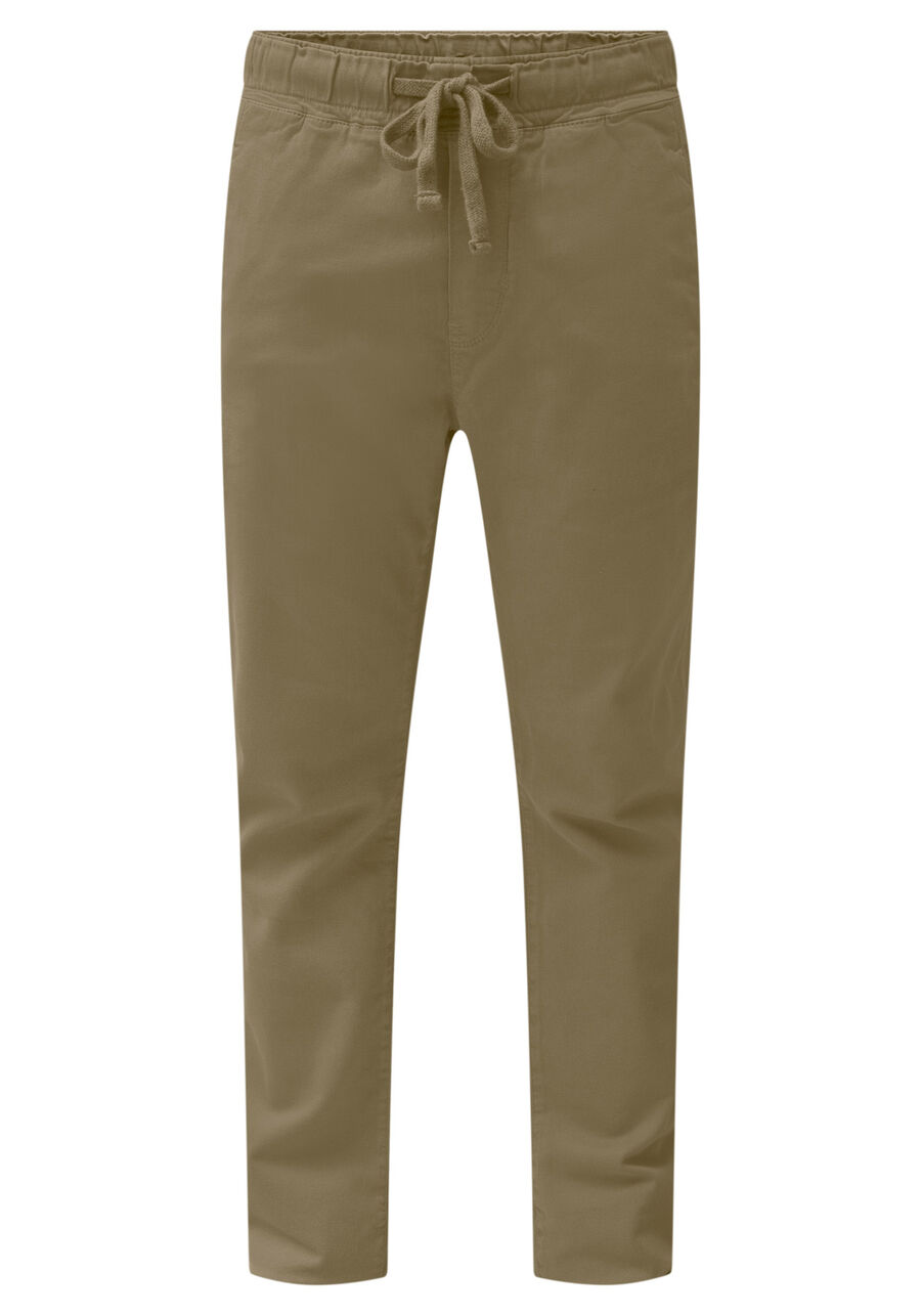 Calça Jogging Com Bolsos Em Sarja Denim Malha, CAQUI RAIZ. Calça Jogging Com Bolsos Em Sarja Denim Malha, CAQUI RAIZ, large.