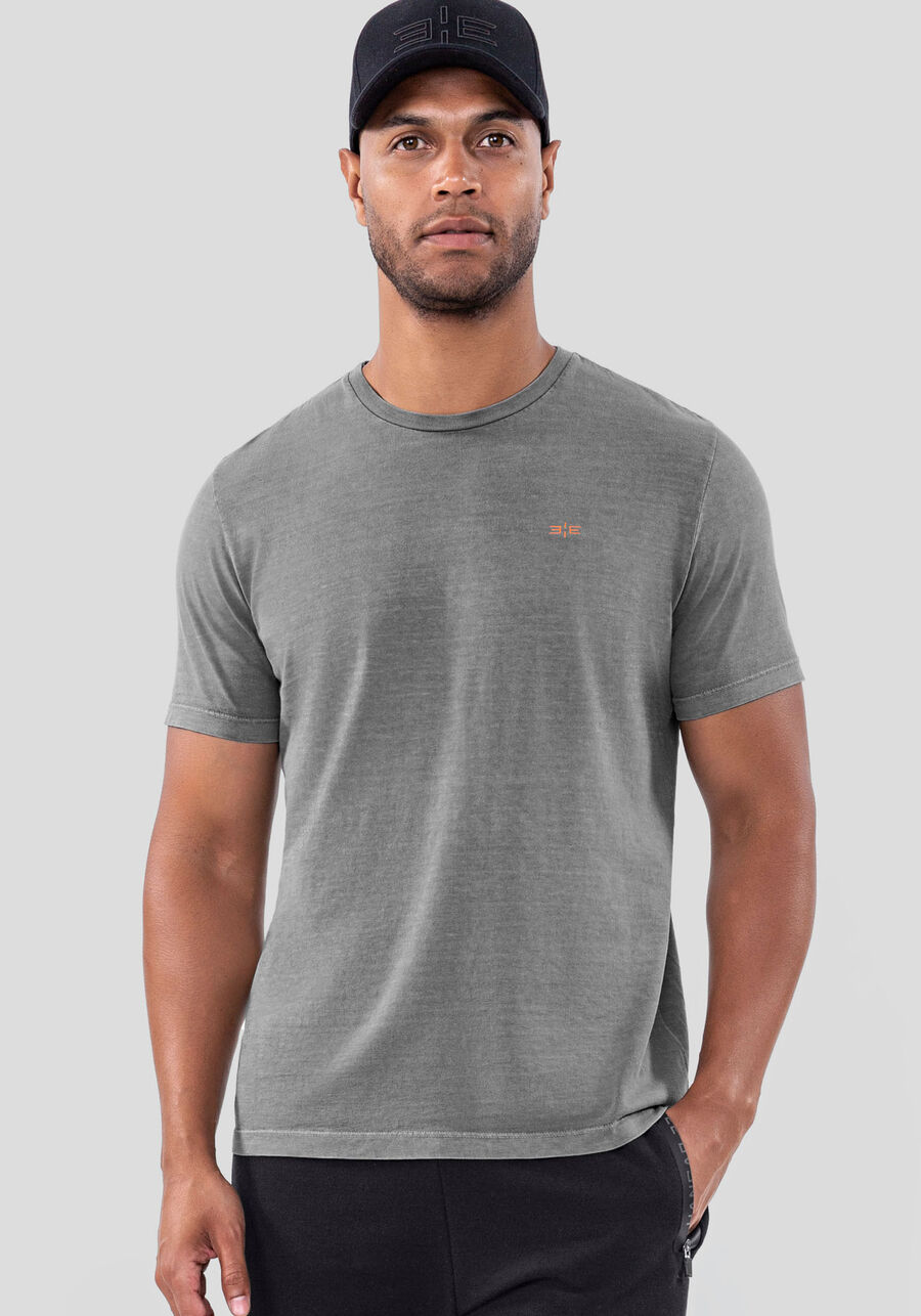 Camiseta Masculina Manga Curta com Efeito Estonado, CINZA CYBER. Camiseta Masculina Manga Curta com Efeito Estonado, CINZA CYBER, large.