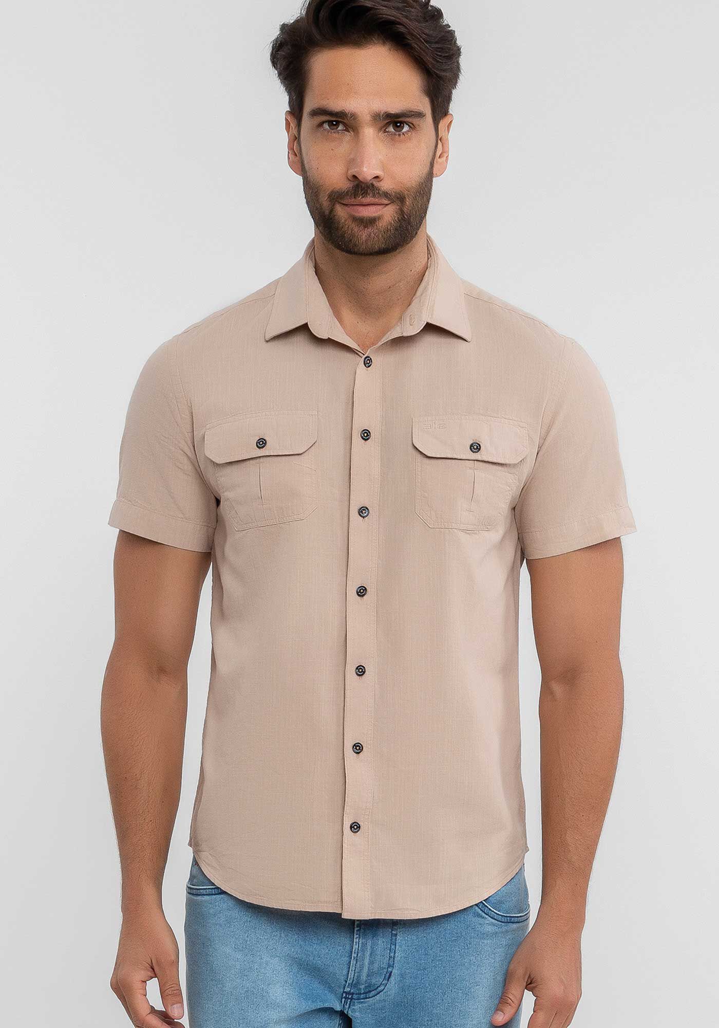 Camisa manga shop curta botao