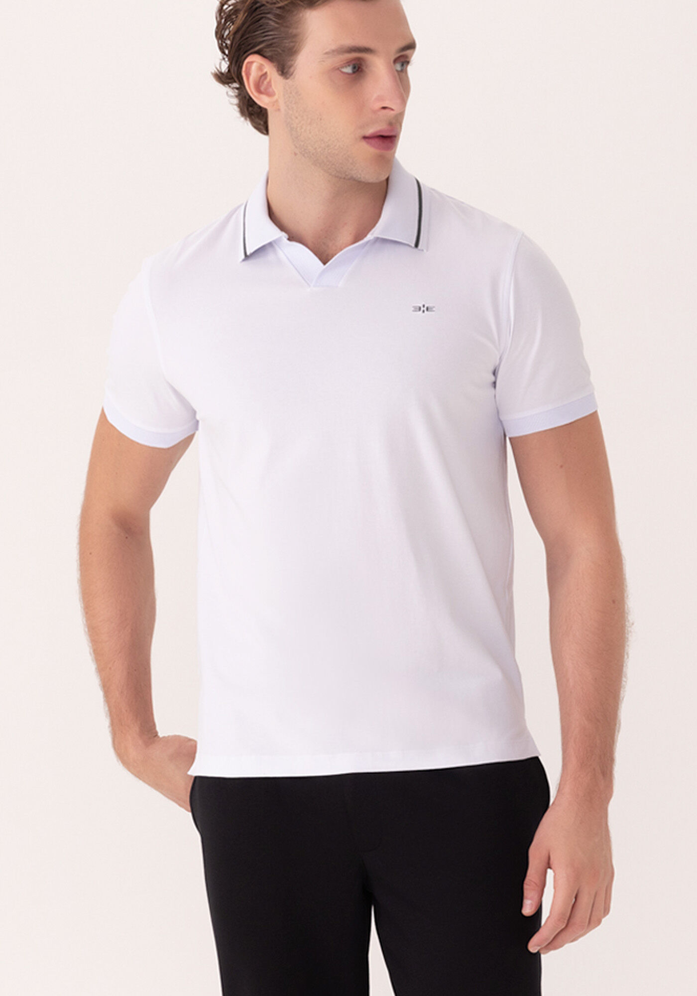 Camisa Com Gola Polo Em Malha Respons&aacute;vel, BRANCO, large.