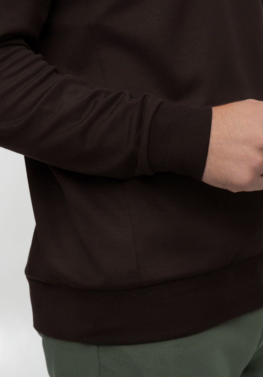 Blusão Masculino Com Punho E Gola Redonda Em Malha Premium, MARROM EGGPLANT. Blusão Masculino Com Punho E Gola Redonda Em Malha Premium, MARROM EGGPLANT, large.