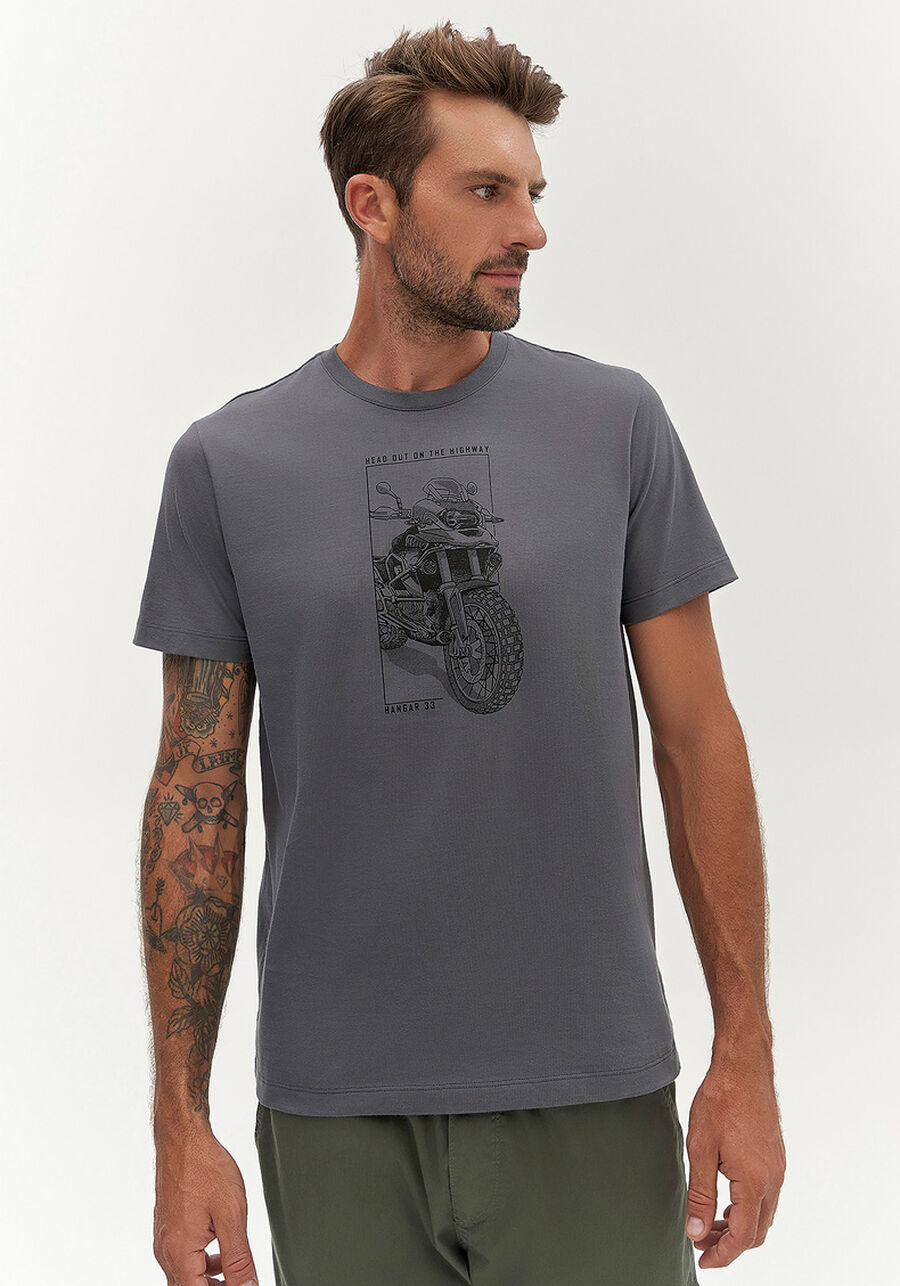 Camiseta Masculina em Malha Leve Estampada, CINZA NIGHTCALL. Camiseta Masculina em Malha Leve Estampada, CINZA NIGHTCALL, large.