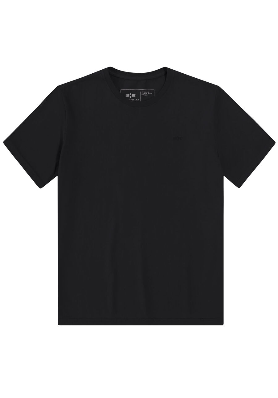 Camiseta Masculina em Malha com Manga Curta, PRETO REATIVO. Camiseta Masculina em Malha com Manga Curta, PRETO REATIVO, large.