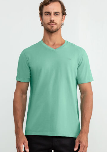 Camiseta Masculina em Malha com Decote V, 3570 VERDE, large.