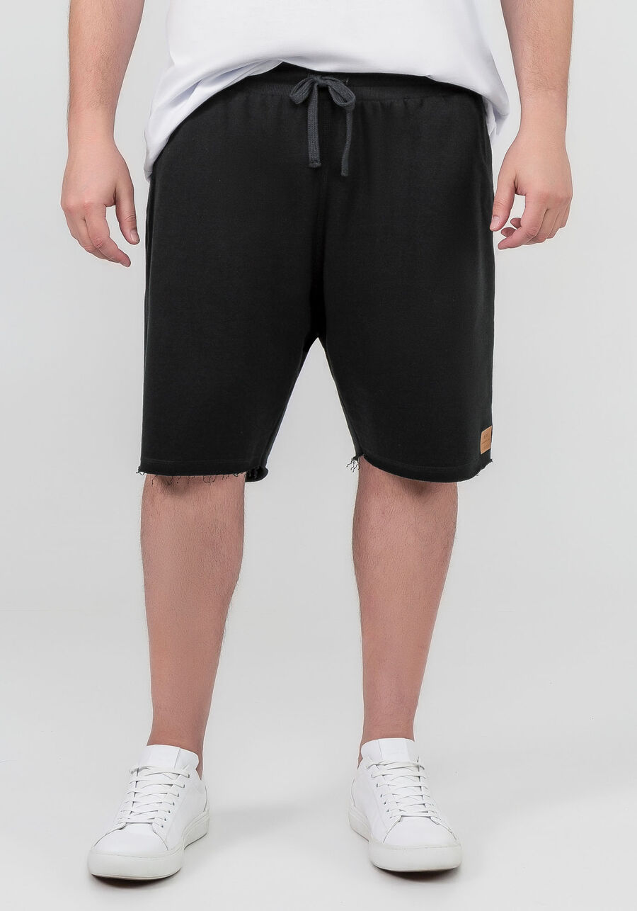 Bermuda em Moletom com bolso Big e Tall, PRETO REATIVO. Bermuda em Moletom com bolso Big e Tall, PRETO REATIVO, large.