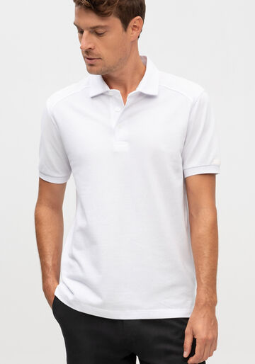 Camisa Polo Masculina em Malha Piquet, BRANCO. Camisa Polo Masculina em Malha Piquet, BRANCO, large.