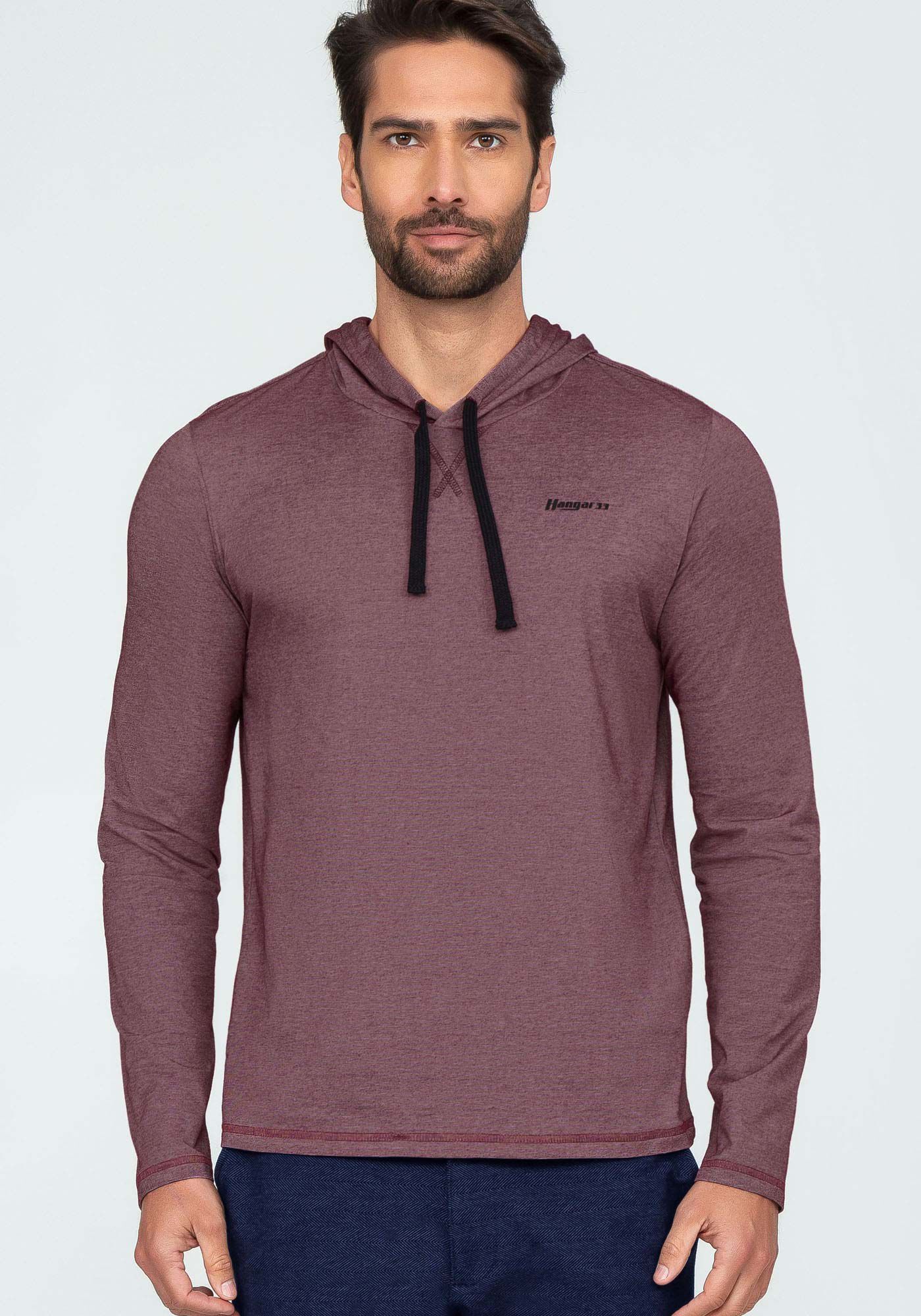 Camiseta manga longa e capuz top
