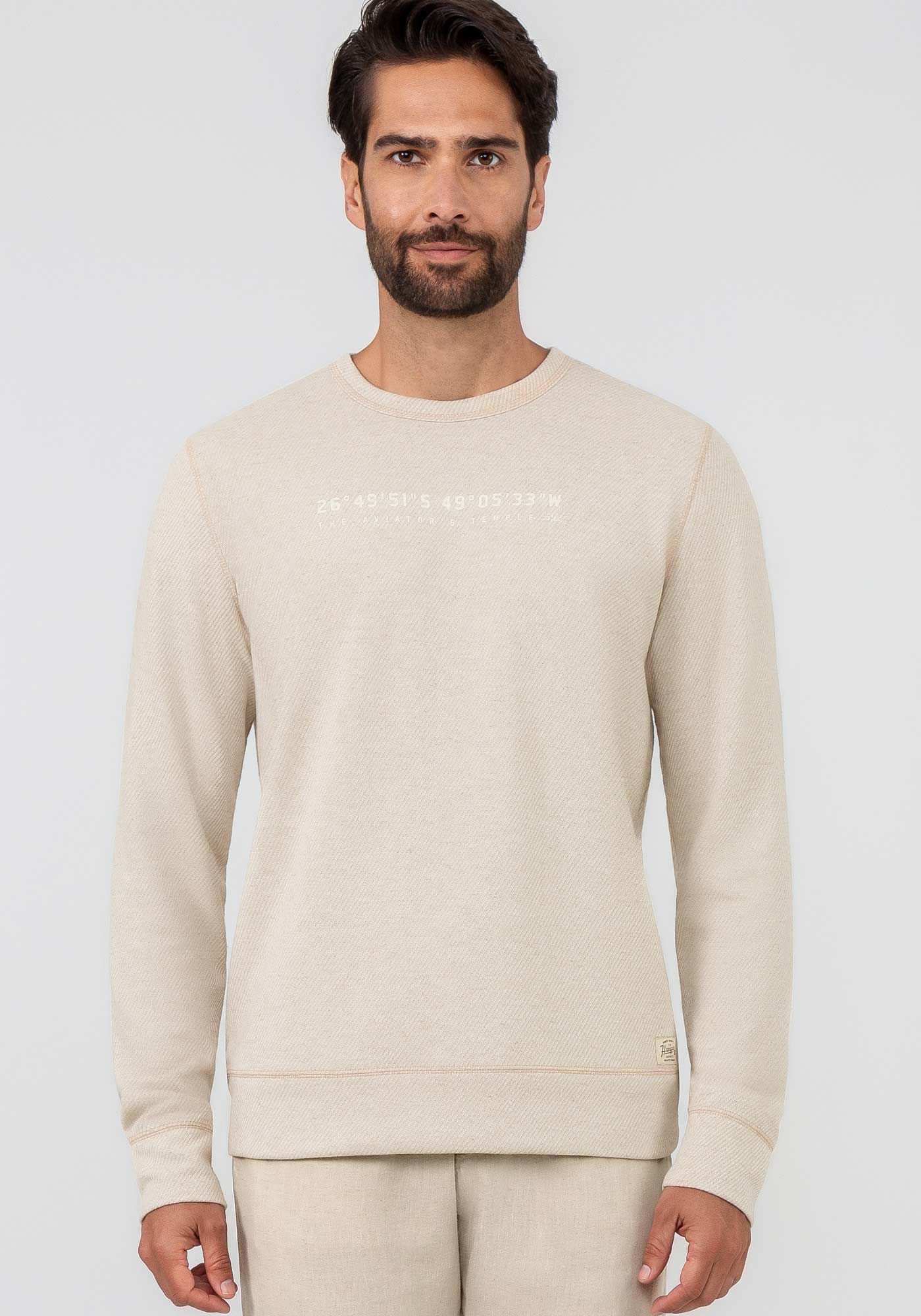 Blus&atilde;o Masculino em Moletom Linho, BEGE SYSTEM, large.