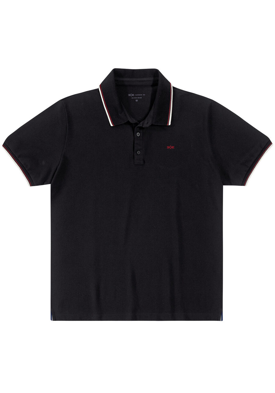 Camisa Polo Masculina Clássica Big & Tall, PRETO REATIVO. Camisa Polo Masculina Clássica Big & Tall, PRETO REATIVO, large.