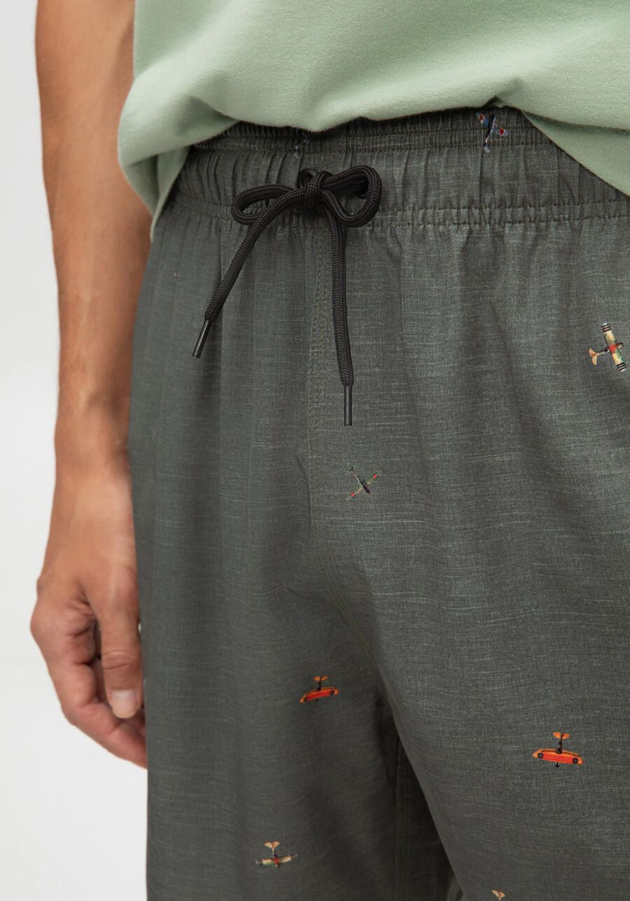 Shorts Masculino em Tecido Plano Estampado, VERDE CORAL. Shorts Masculino em Tecido Plano Estampado, VERDE CORAL, large.