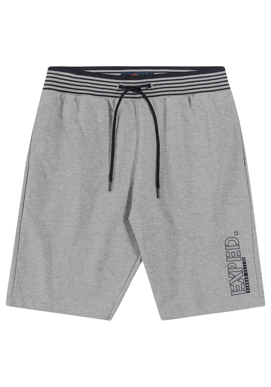 Bermuda Masculina em  Moletom com bolso, MESCLA MEDIO. Bermuda Masculina em  Moletom com bolso, MESCLA MEDIO, large.