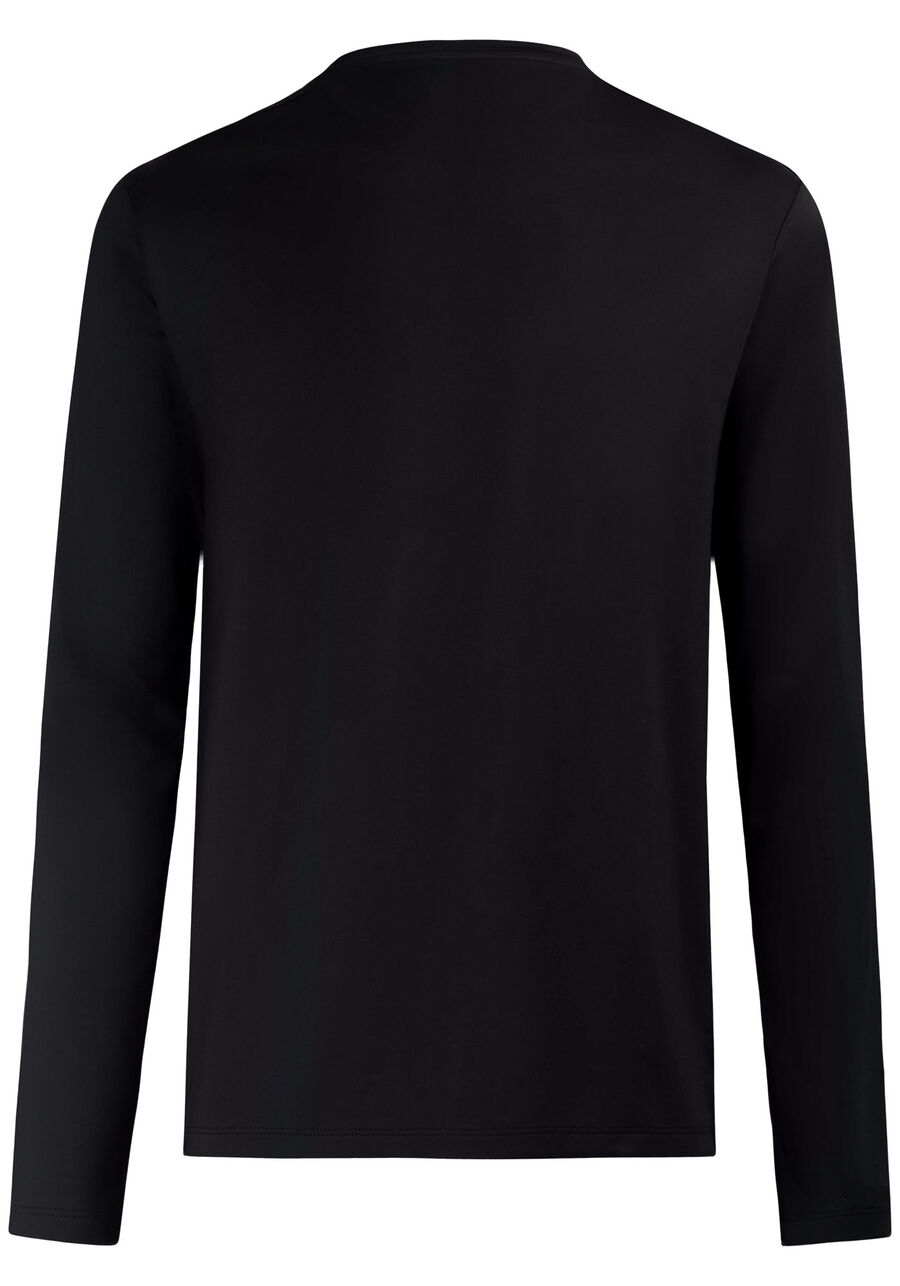 Camiseta De Mangas Longas Em Malha Com Conforto Térmico, PRETO REATIVO. Camiseta De Mangas Longas Em Malha Com Conforto Térmico, PRETO REATIVO, large.