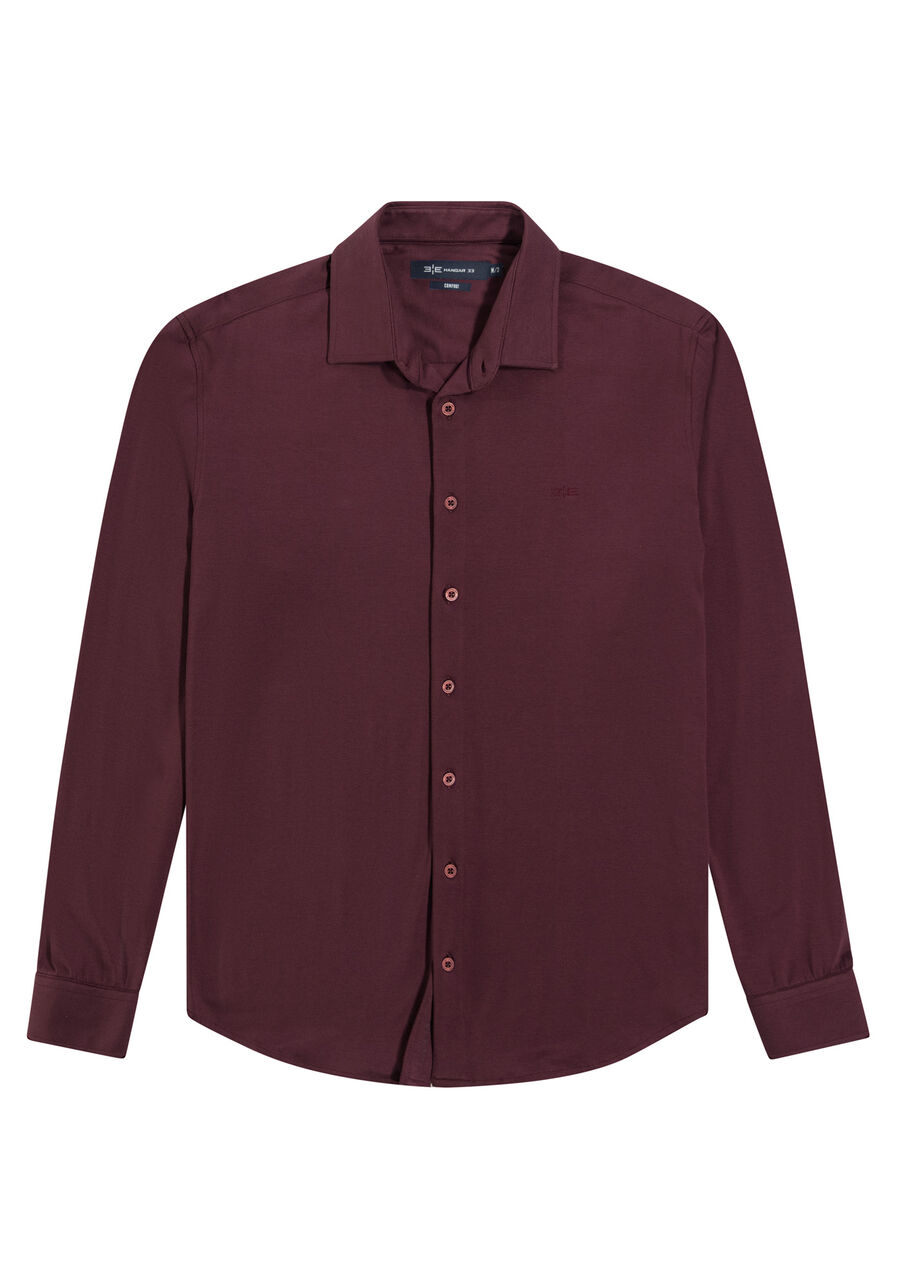 Camisa De Mangas Longas Em Malha Pima Slim Fit Masculina, BORDO WITCH. Camisa De Mangas Longas Em Malha Pima Slim Fit Masculina, BORDO WITCH, large.