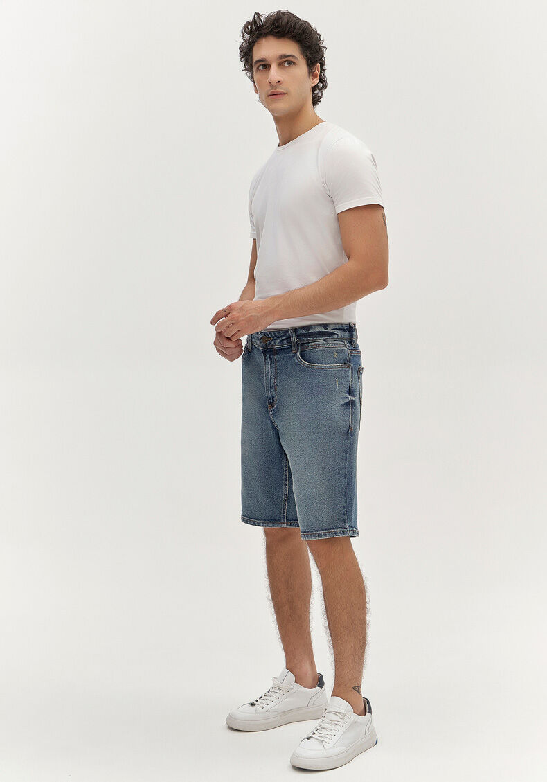 Bermuda Reta Masculina Radial Com Elastano E Bolsos, JEANS, large.