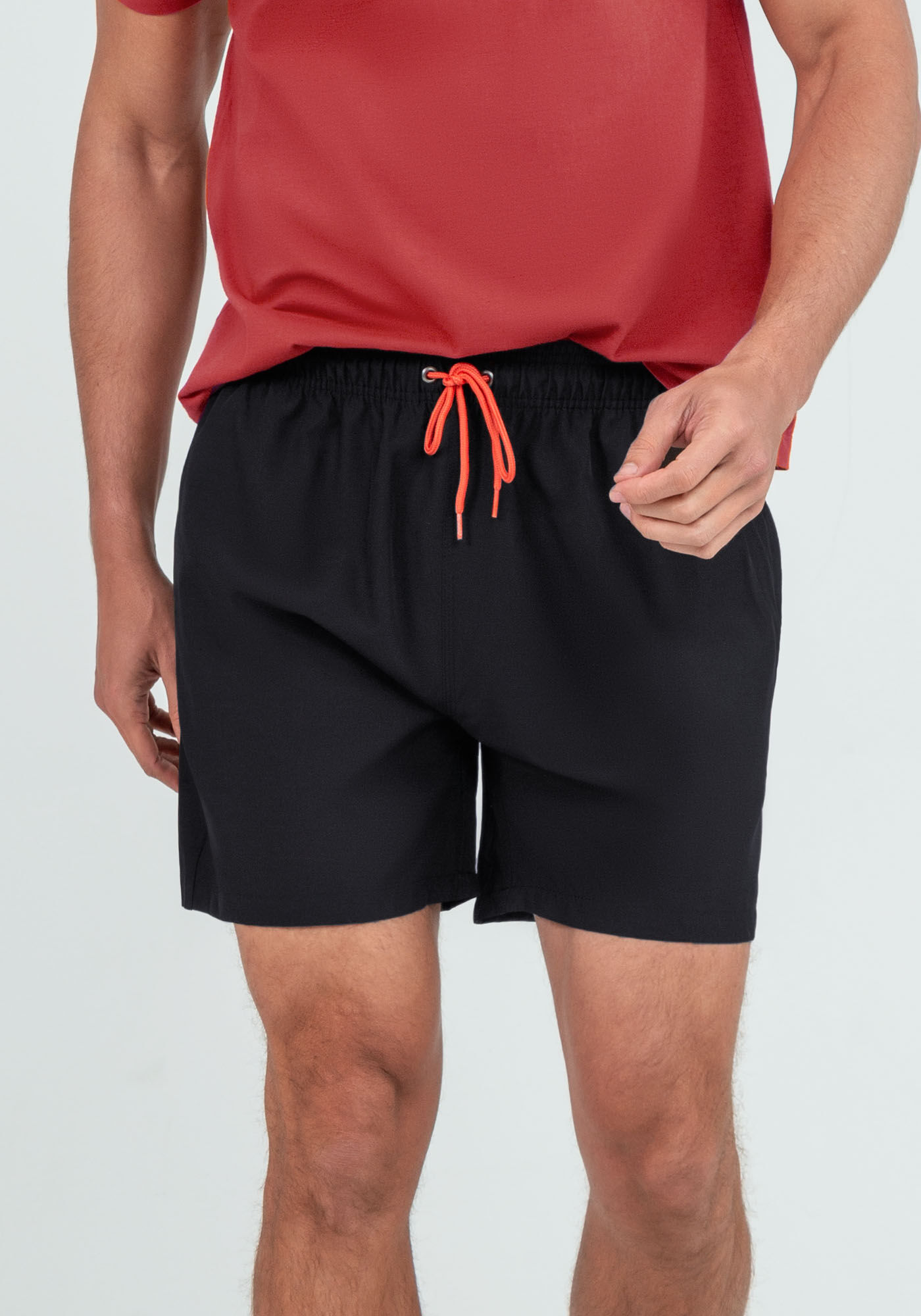 Shorts Masculino em Tecido Plano com Cadar&ccedil;o, PRETO REATIVO, large.