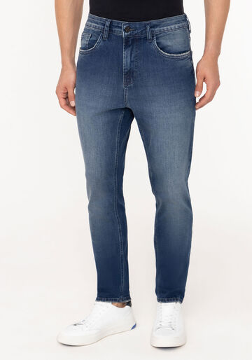 Calça Jeans Masculina Reta Radial Com Elastano E Bolsos, JEANS. Calça Jeans Masculina Reta Radial Com Elastano E Bolsos, JEANS, large.