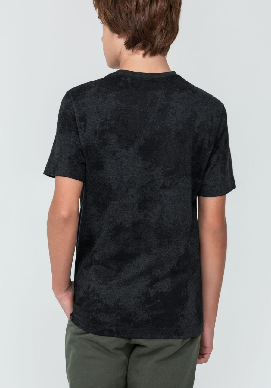 Camiseta em Malha Estampada Juvenil, MAPA PRETO. Camiseta em Malha Estampada Juvenil, MAPA PRETO, large.