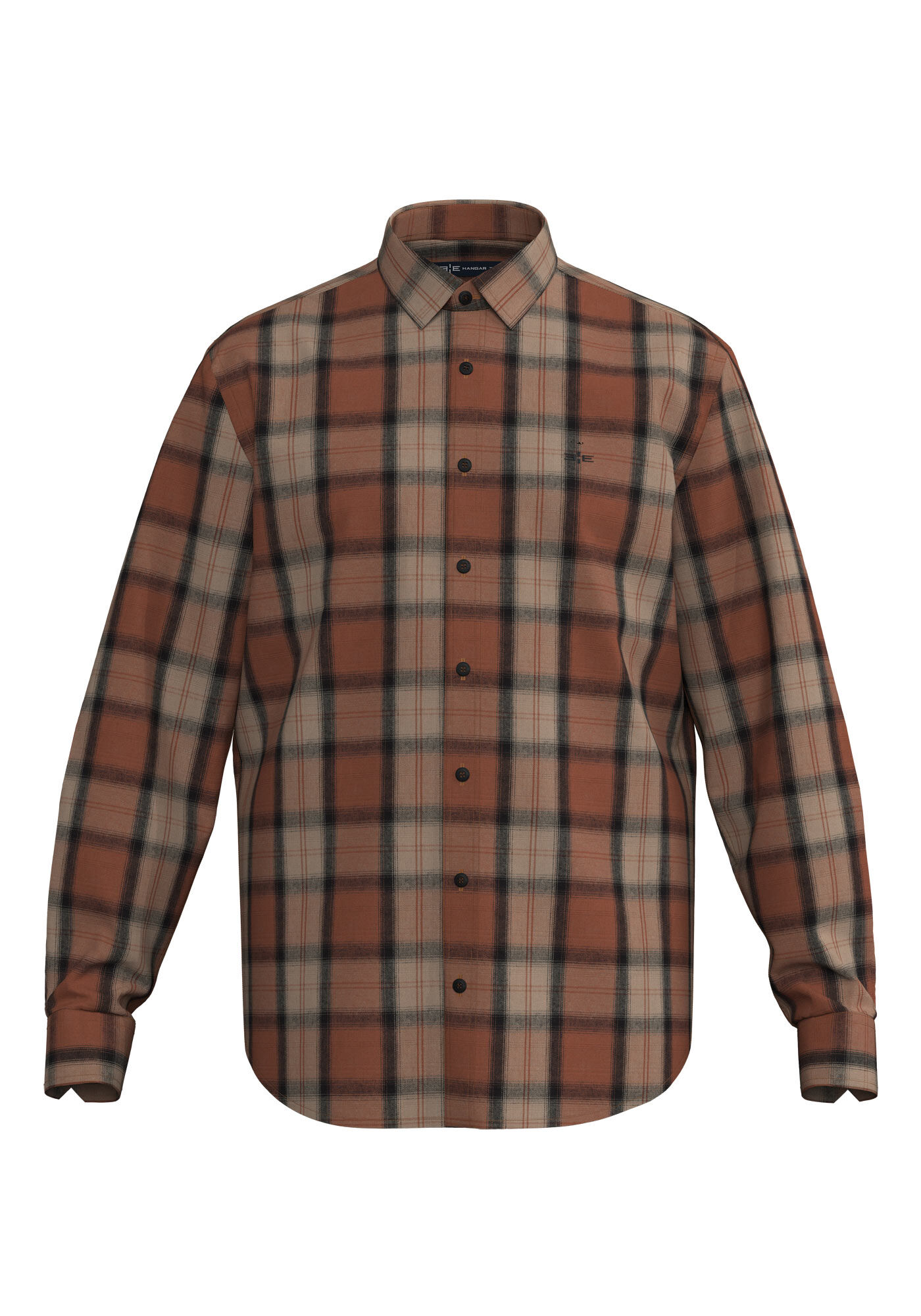 Camisa Comfort Masculina Em Flanela Com Mangas Longas, MARROM, large.