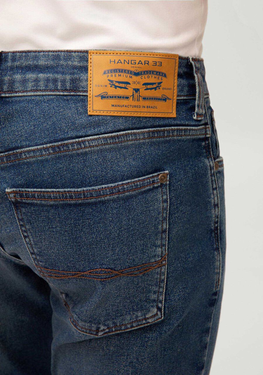 Calça Jeans Masculina Reta Escura, JEANS. Calça Jeans Masculina Reta Escura, JEANS, large.