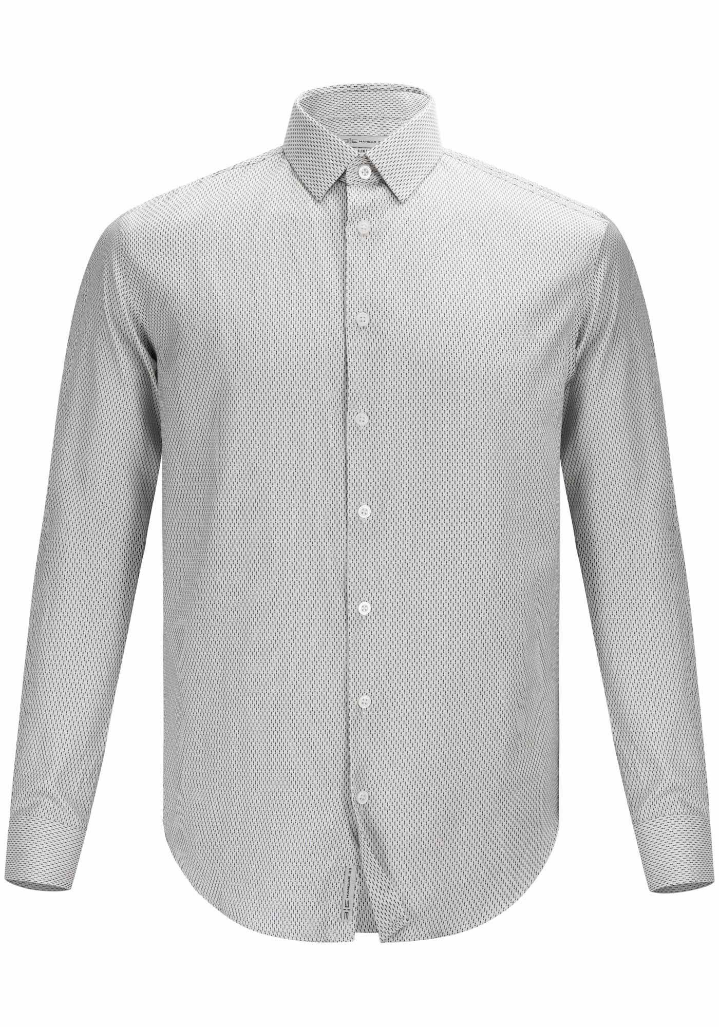 Camisa Masculina Slim Fit em Tecido Maquinetado, PRETO, large.