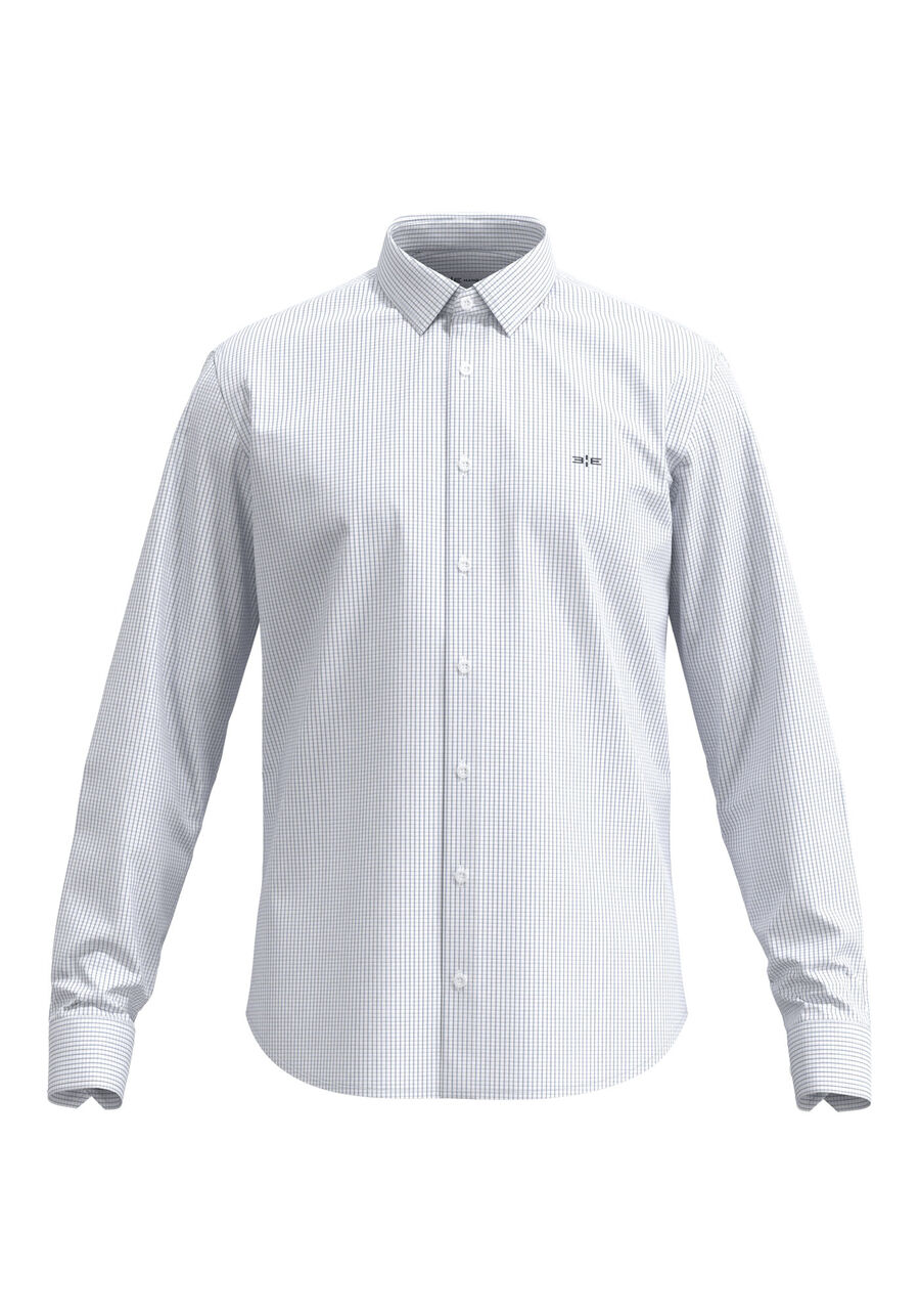 Camisa Slim Fit Em Tecido De Algodão Mercerizado, AZUL BRUMA. Camisa Slim Fit Em Tecido De Algodão Mercerizado, AZUL BRUMA, large.