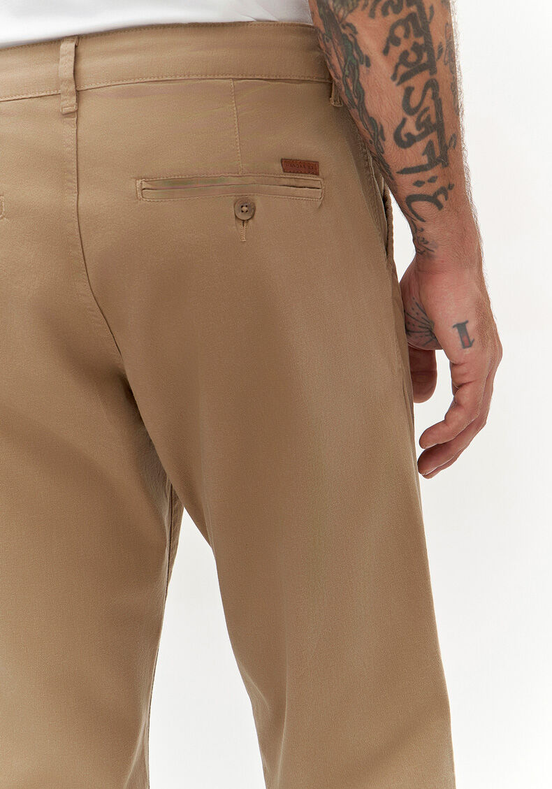 Cal&ccedil;a Reta Radial Em Sarja De Alfaiataria Com Elastano, CAQUI RAIZ, large.