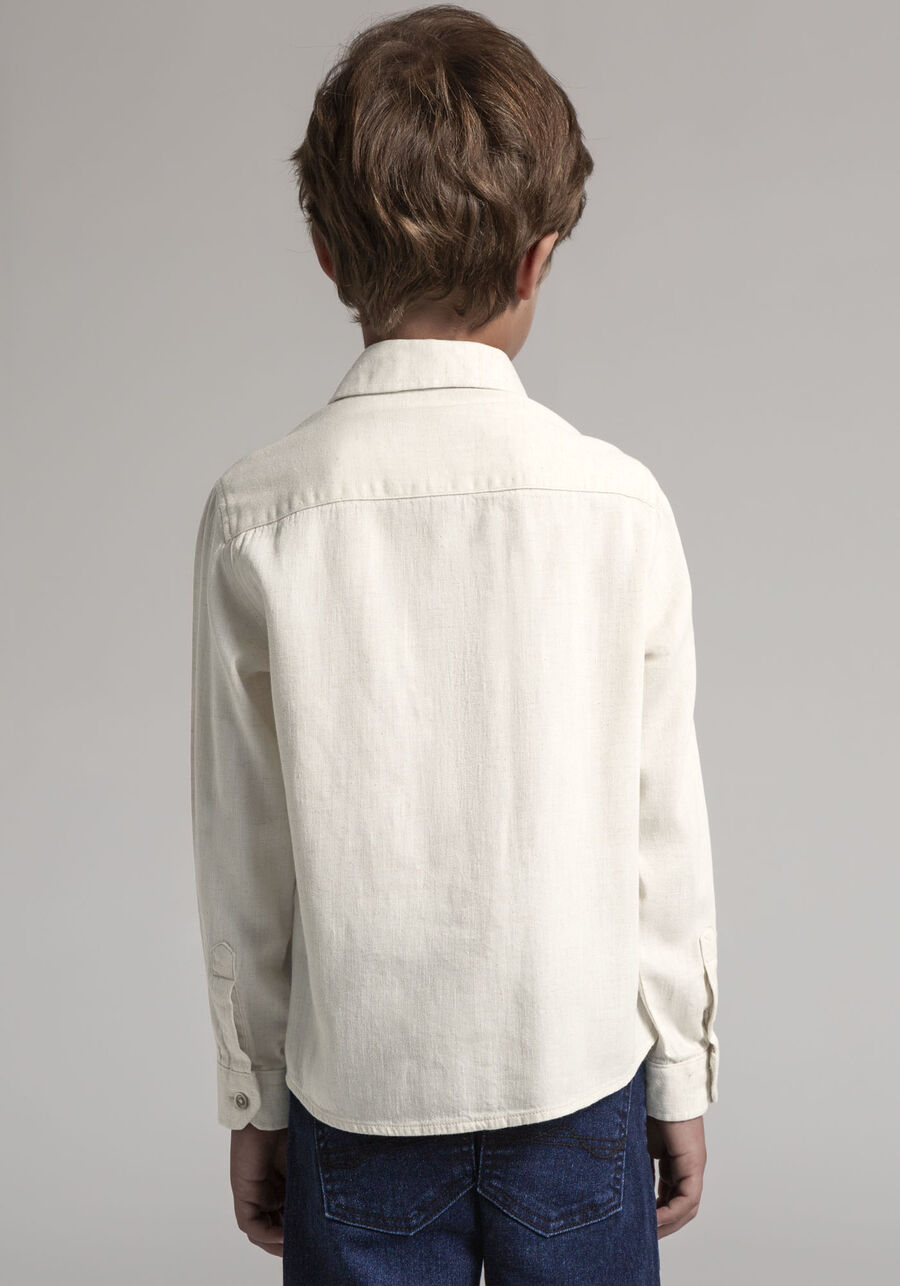 Camisa Infantil em Linho Tal Pai Tal Filho, BRANCO OFF WHITE. Camisa Infantil em Linho Tal Pai Tal Filho, BRANCO OFF WHITE, large.