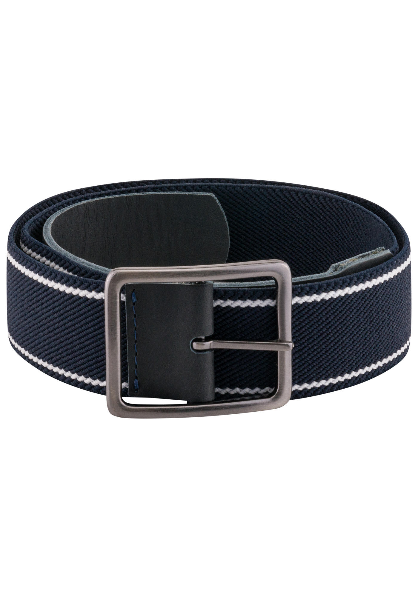 Cinto Dupla Face De El&aacute;stico Com Couro E Fivela De Metal, MARINHO, large.