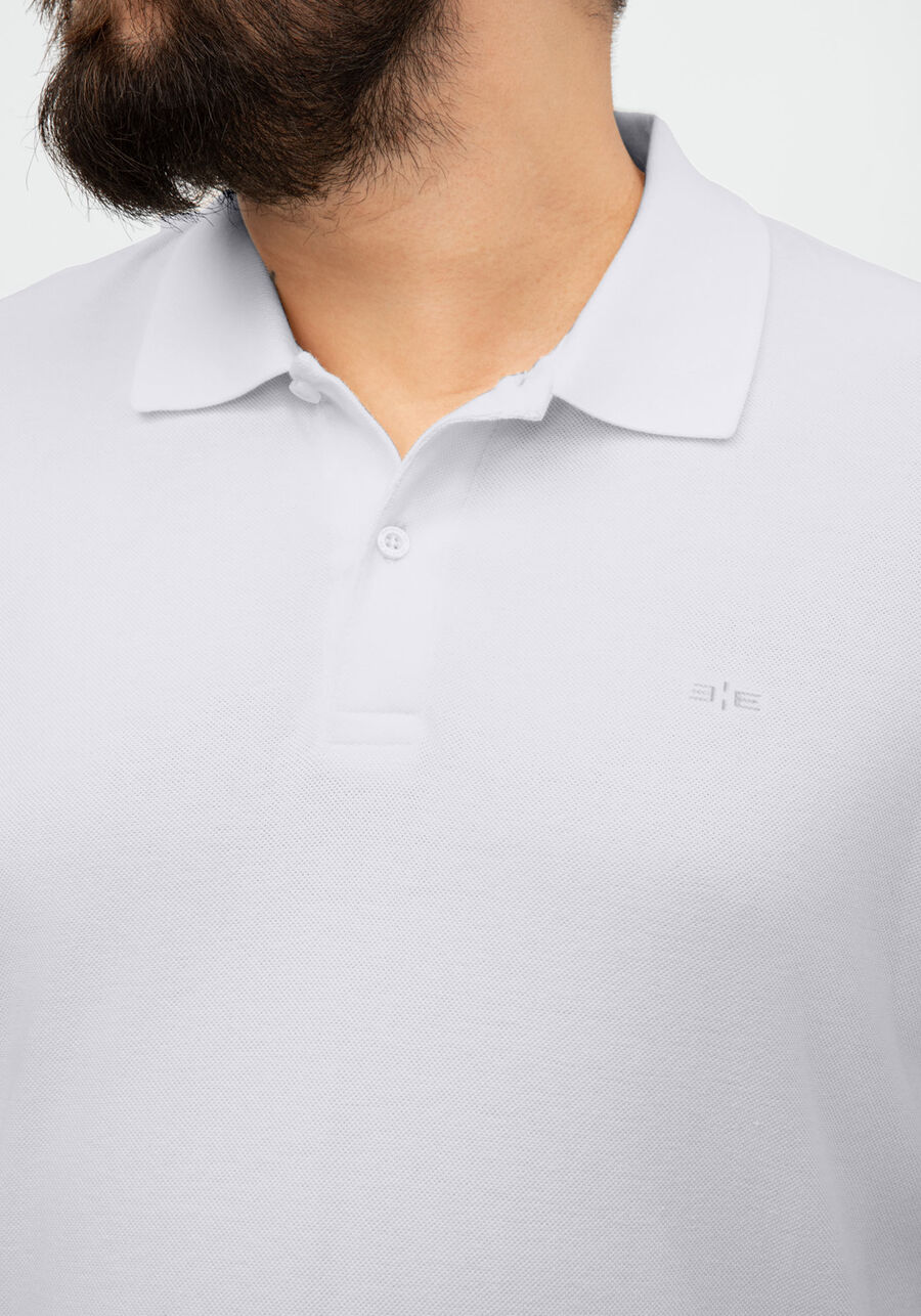 Camisa Polo Em Malha Piquet Mercerizada Colors Big & Tall, BRANCO. Camisa Polo Em Malha Piquet Mercerizada Colors Big & Tall, BRANCO, large.