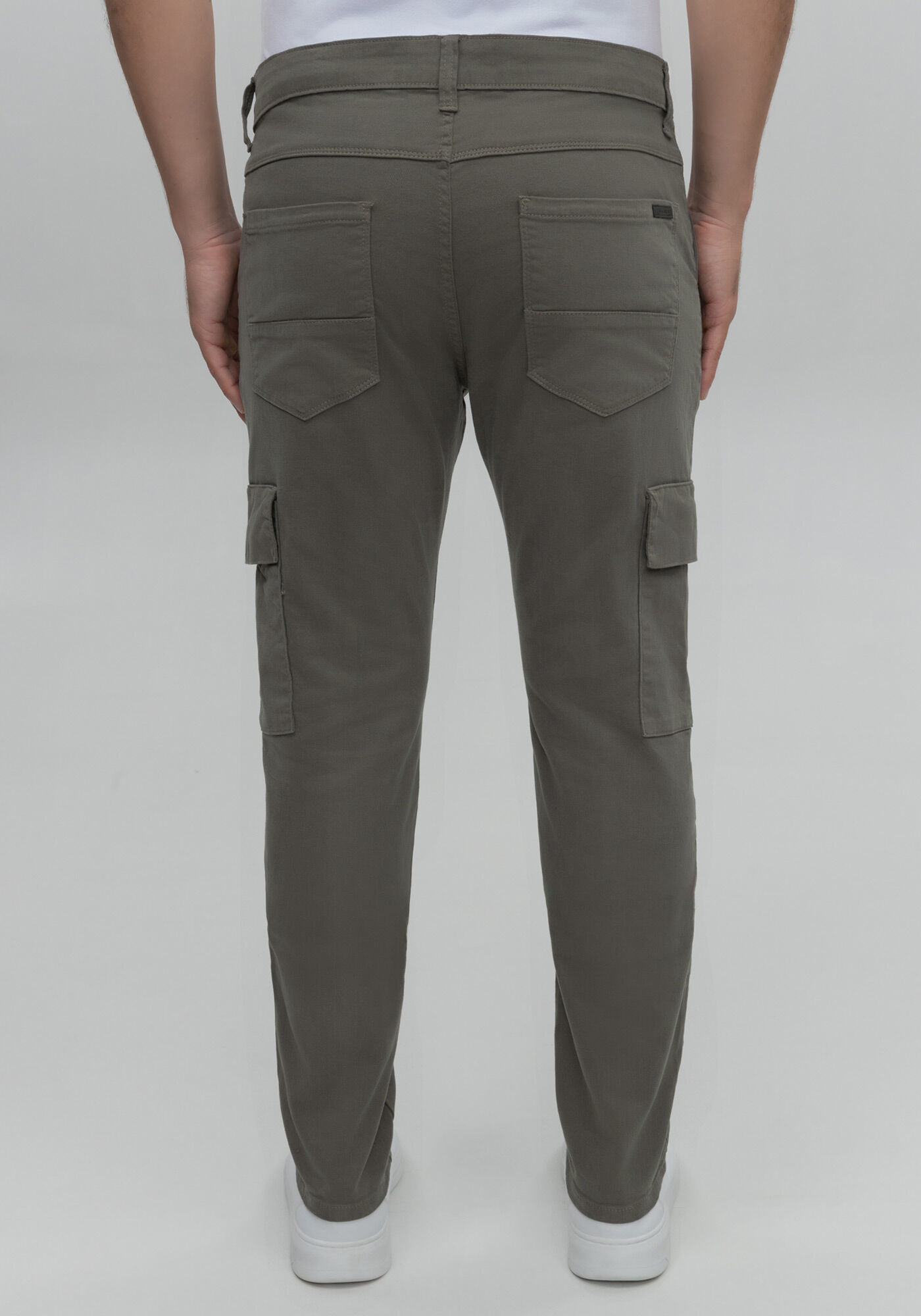 Cal&ccedil;a Jogging Com Bolso Cargo Em Sarja Denim Malha, VERDE FURIA, large.