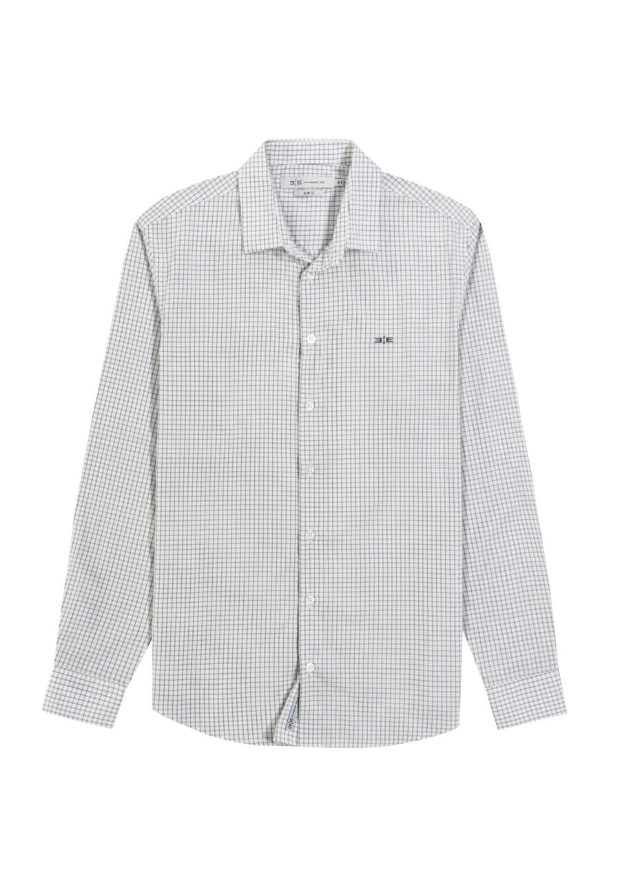 Camisa Masculina Slim Fit em Fio Egípcio, BRANCO. Camisa Masculina Slim Fit em Fio Egípcio, BRANCO, large.