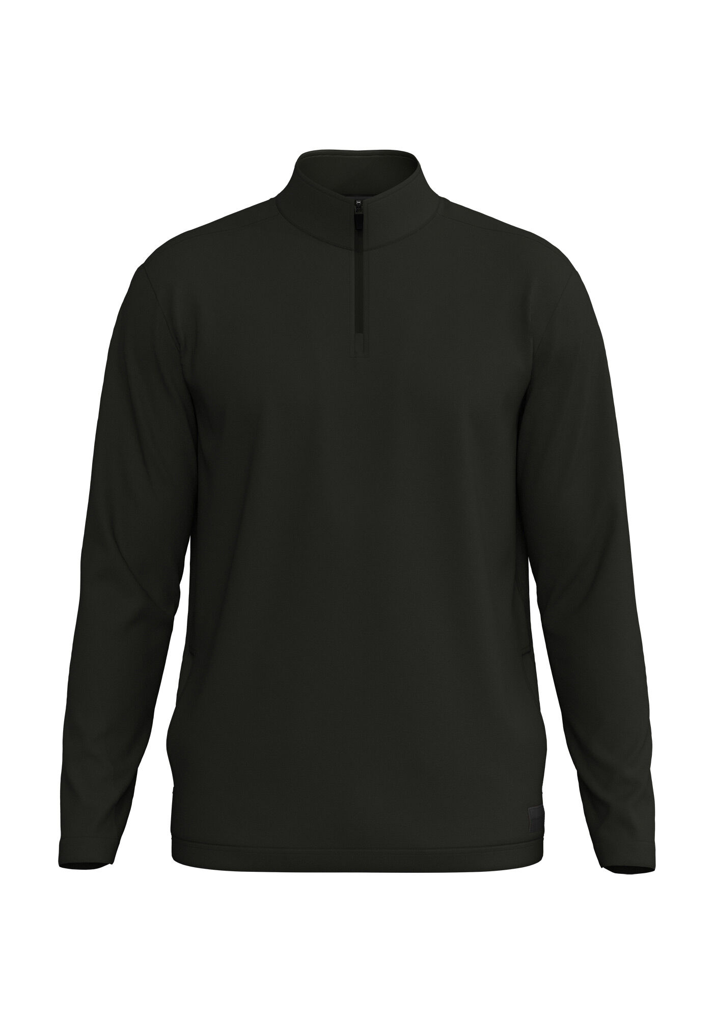 Blus&atilde;o De Mangas Longas Com Gola Alta E Z&iacute;per, PRETO, large.