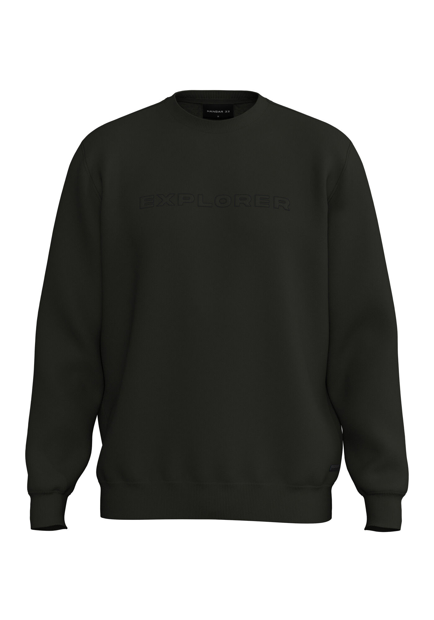 Blus&atilde;o Em Moletom Peluciado Com Gola Redonda E Punhos, PRETO, large.