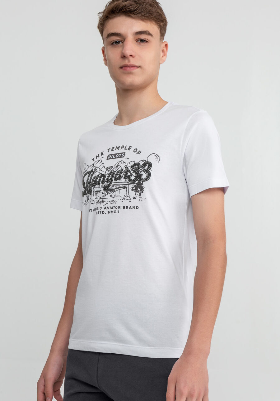 Camiseta Juvenil Estampada com Bordado, BRANCO, large.