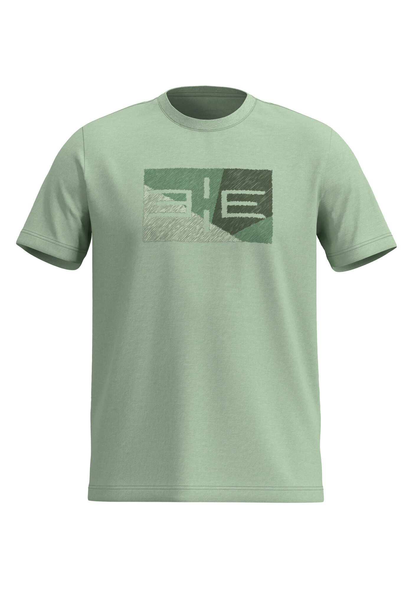 Camiseta Com Mangas Curtas E Estampa Em Malha Mesclada, VERDE CHIARO, large.