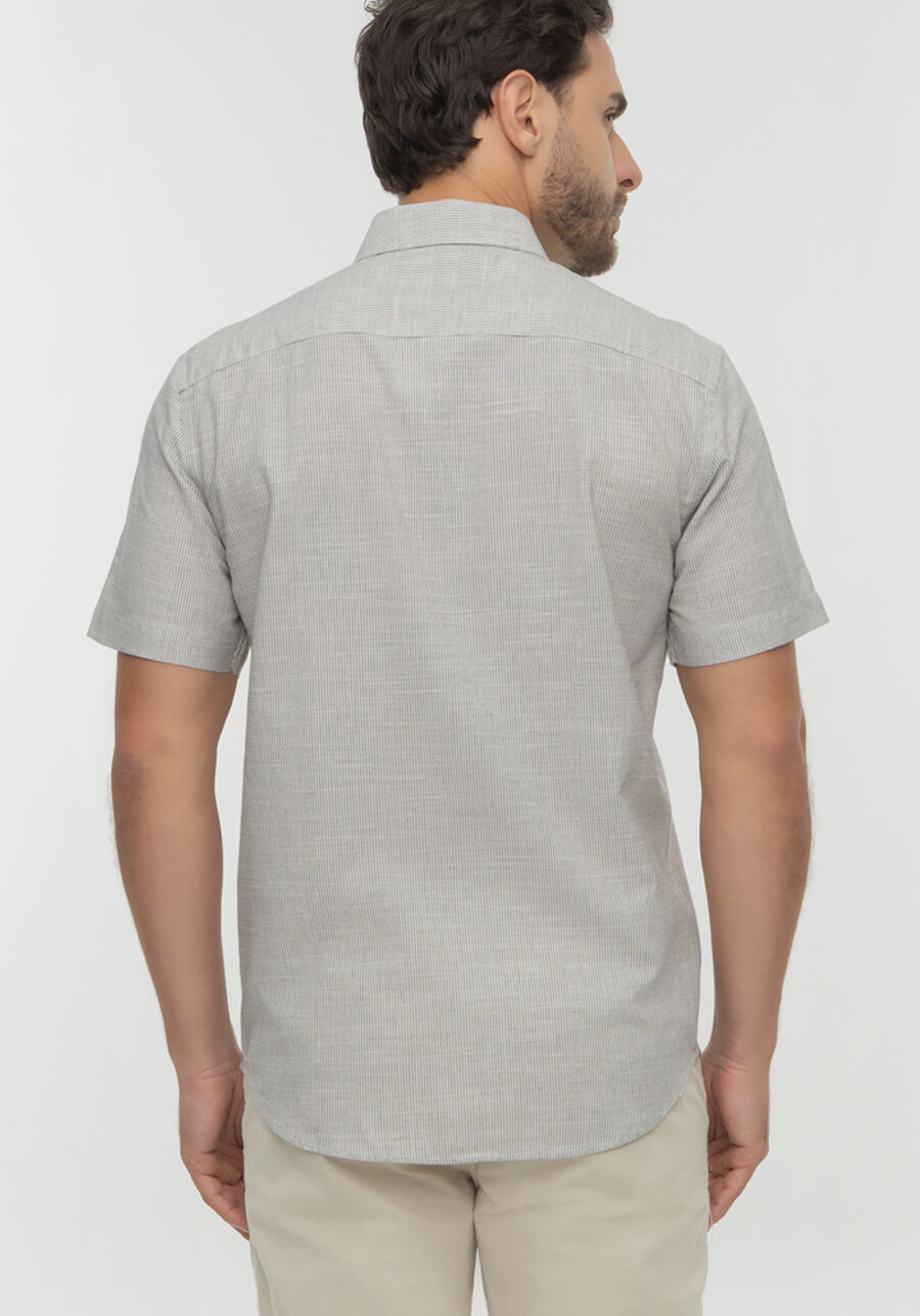 Camisa Masculina De Mangas Curtas Com Botões Slim Fit, BRANCO OFF WHITE. Camisa Masculina De Mangas Curtas Com Botões Slim Fit, BRANCO OFF WHITE, large.