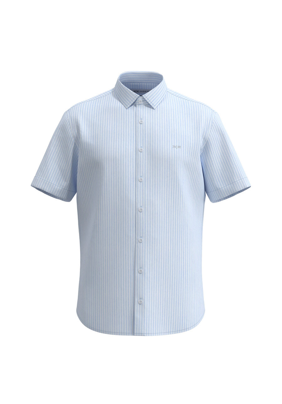Camisa De Mangas Curtas Slim Fit, AZUL BRIGHT. Camisa De Mangas Curtas Slim Fit, AZUL BRIGHT, large.